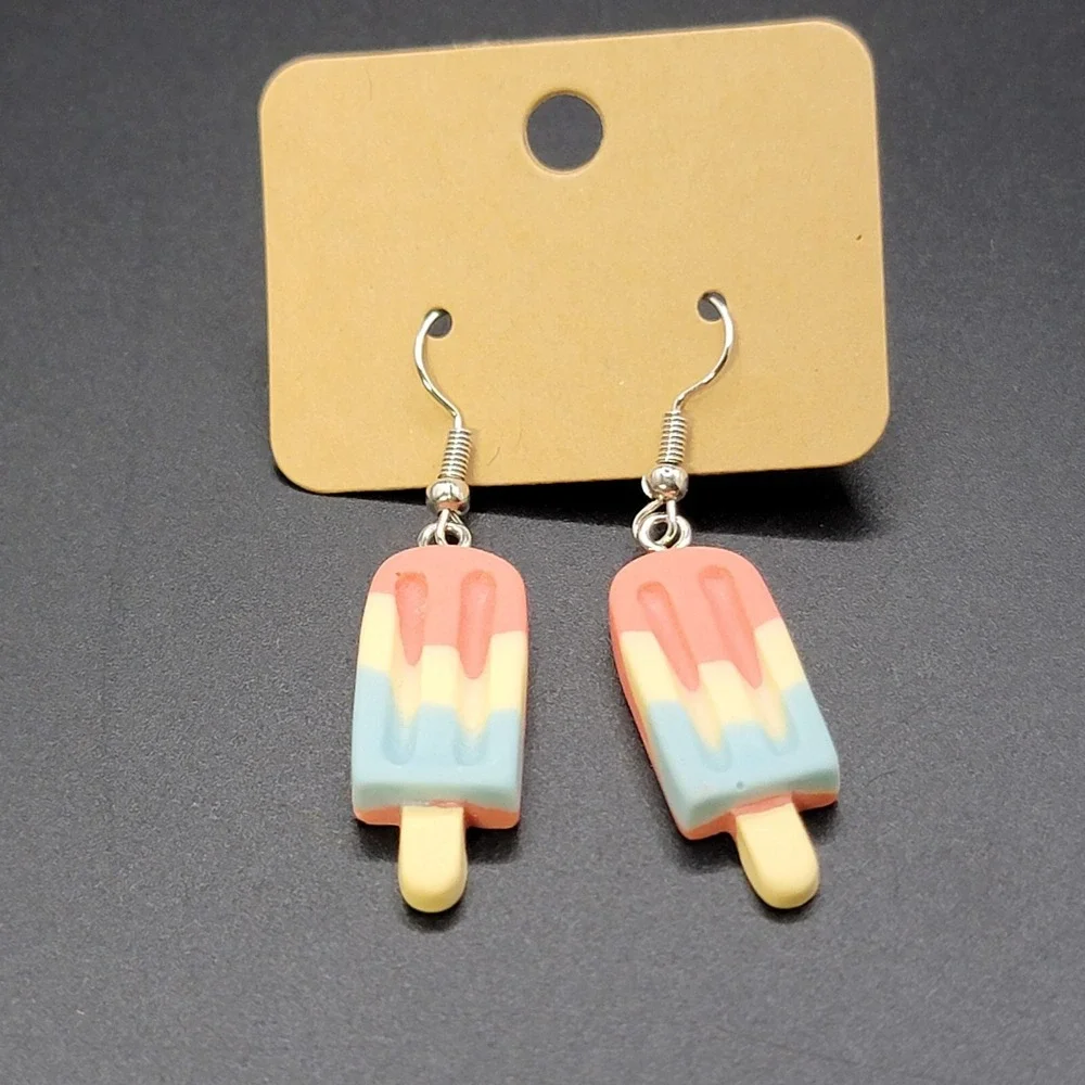 POPSICLE Dangle Earrings, Cute Summertime Party Picnic Food Fun Drop Earrings